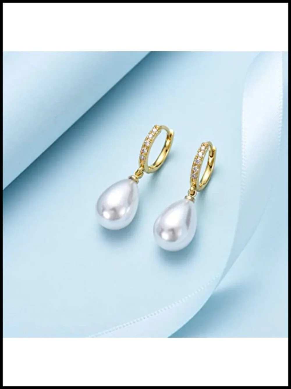 Pearl Drop Earrings for Women Sterling Silver Hoop Dangle Huggies